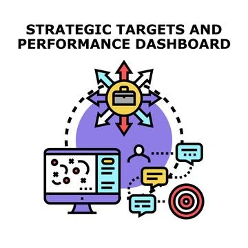 Strategic targets performance dashboard icon concept Stock Illustration