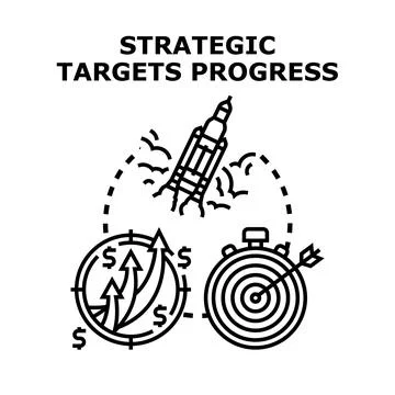 Strategic targets progress achieving business success growth Stock Illustration