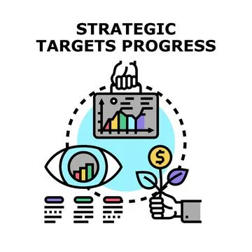 Strategic targets progress concept developing business goals Stock Illustration