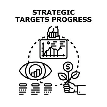 Strategic targets progress concept developing business goals Stock Illustration