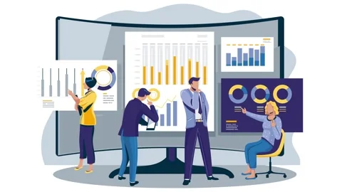 Strategic Teamwork Group Analyzing Business Performance Stock Footage 310548178