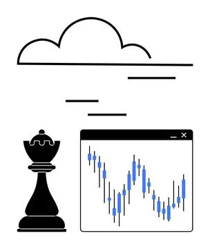 Strategic Thinking in Cloud-Based Stock Market Analysis and Decision Making Illustrazione stock