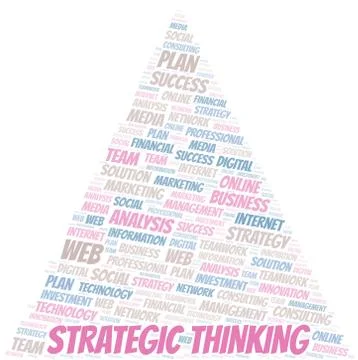 Strategic Thinking word cloud create with text only. Illustrazione stock