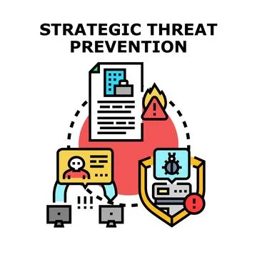Strategic threat prevention securing data and network infrastructure Stockillustratie