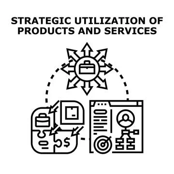 Strategic utilization of products and services concept Stock Illustration