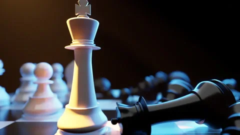 Strategic Victory in Dramatic Chess Scene Stock Footage 278122269