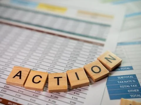 Strategic viewpoint visual data presentation for business action plans in Stock Photos