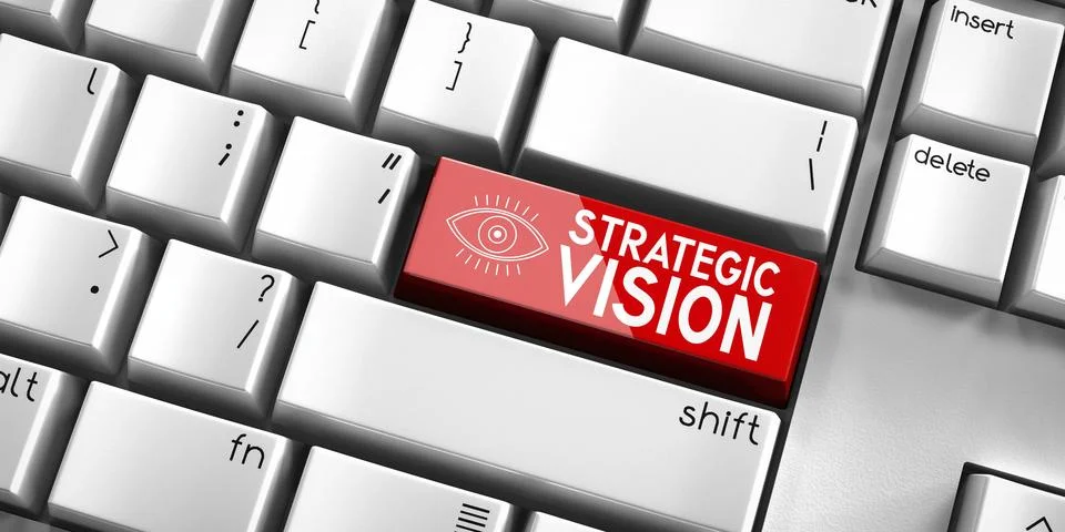 Strategic vision - computer keyboard - 3D illustration Stock Illustration
