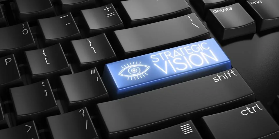 Strategic vision - computer keyboard - 3D illustration Stock Illustration
