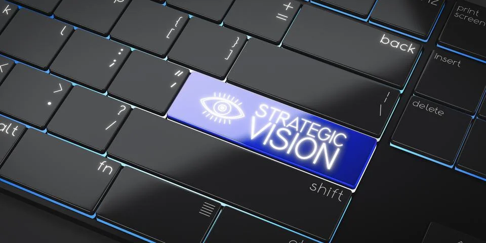 Strategic vision - modern computer keyboard - 3D illustration Stock Illustration