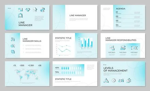 Strategic workforce alignment metrics presentation template set Stock Illustration