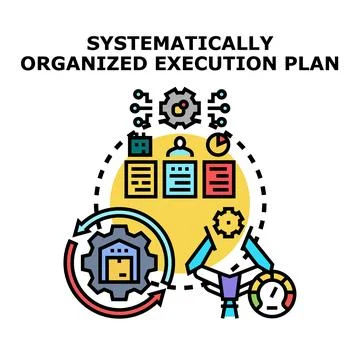 Strategically organizing execution plan workflow management Stock Illustration