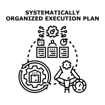 Strategically organizing execution plan workflow management Stock Illustration