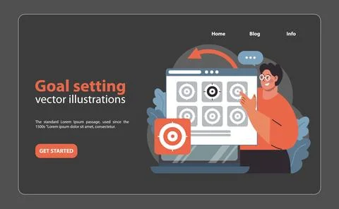Strategically planning Goal Setting on a digital dashboard. Flat vector イラスト素材