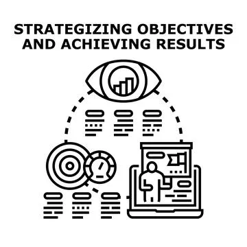 Strategizing business objectives and achieving company results Stock Illustration