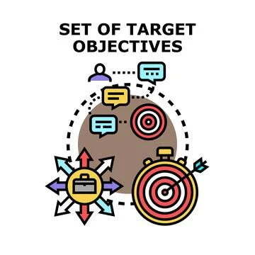 Strategizing business objectives reaching successful target goals Stock Illustration