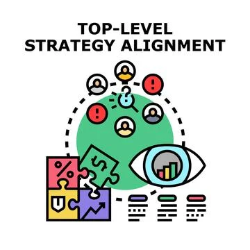 Strategy alignment concept connecting business vision and team collaboration Stock Illustration