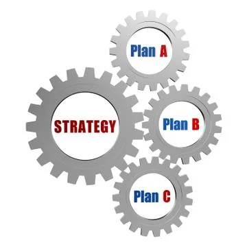 Strategy and plans in silver grey gears Stock Illustration