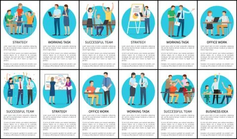 Strategy and Working Task Set Vector Illustration 스톡 일러스트