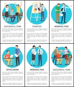 Strategy and Working Task Set Vector Illustration Illustrazione stock