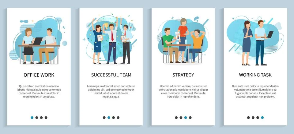 Strategy and Working Task, Successful Team Set Stock Illustration