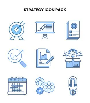 Strategy Blue Bundle Icons Pack 스톡 일러스트