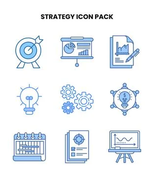 Strategy Blue Graphics Icons Pack Stock Illustration