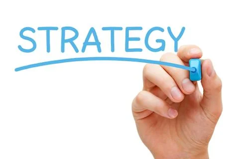 Strategy blue marker Stockfoto's