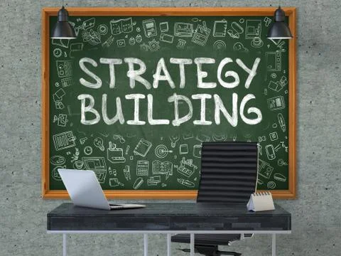 Strategy Building on Chalkboard in the Office Stock Illustration