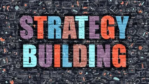 Strategy Building Concept. Multicolor on Dark Brickwall Stock Illustration