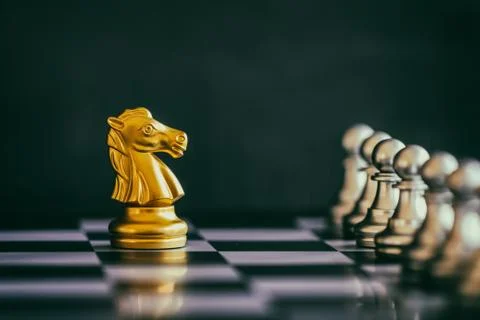 Strategy chess battle Intelligence challenge game on chessboard. Success the  Stock Photos