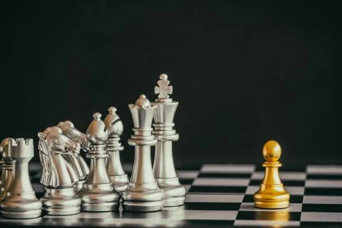 Strategy chess battle Intelligence challenge game on chessboard. Success the  Stock Photos