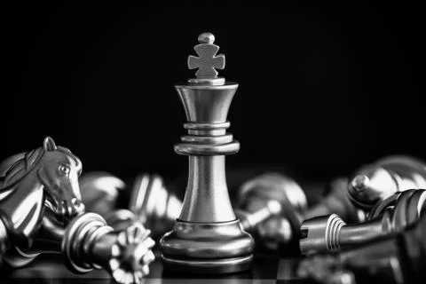 Strategy chess battle Intelligence challenge game on chessboard. Success the  Stock Photos