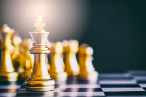 Strategy chess battle Intelligence challenge game on chessboard. Success the  Stock Photos