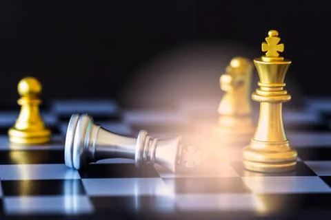 Strategy chess battle Intelligence challenge game on chessboard. Success the  Stock Photos