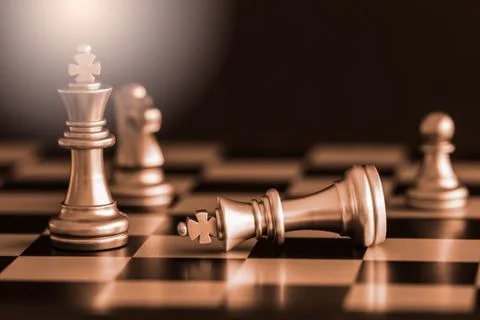 Strategy chess battle Intelligence challenge game on chessboard. Success the  Stock Photos