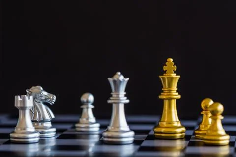 Strategy chess battle Intelligence challenge game on chessboard. Success the  Stock Photos