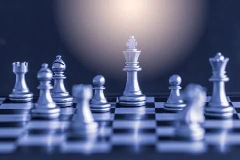 Strategy chess battle Intelligence challenge game on chessboard. Success the  Stock Photos