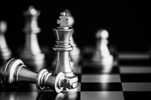 Strategy chess battle Intelligence challenge game on chessboard. Success the  Stock Photos