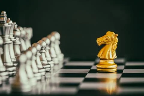 Strategy chess battle Intelligence challenge game on chessboard. Success the  Stock Photos
