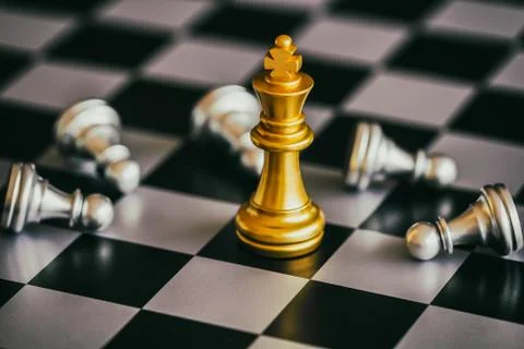 Strategy chess battle Intelligence challenge game on chessboard. Success the  Stock Photos
