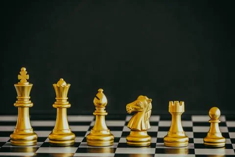 Strategy chess battle Intelligence challenge game on chessboard. Success th.. Stock Photos