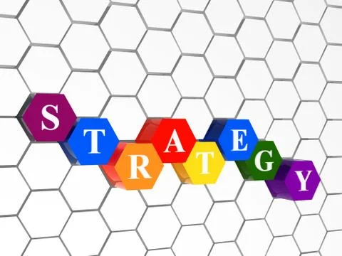Strategy in colour hexahedrons in cellular structure Stock Illustration