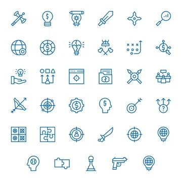 Strategy Comprehensive Vector Bundle with 35 PIXEL Perfect Regular Line Ret.. Illustrazione stock