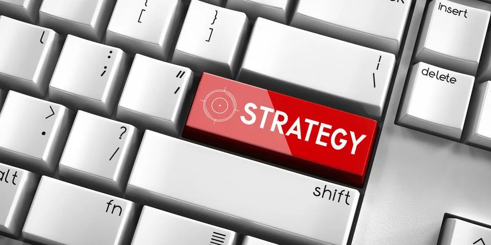Strategy - computer keyboard - 3D illustration Stock Illustration