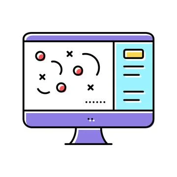 Strategy on computer screen color icon vector illustration Illustrazione stock