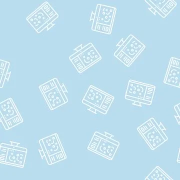 Strategy on computer screen line seamless pattern Stock Illustration