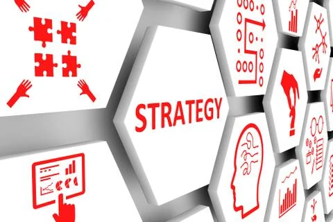 STRATEGY concept cell background 3d illustration Stock Illustration