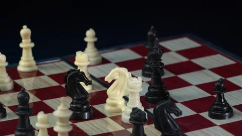 Strategy Concept of chess board game with lens flare. Stock Footage 269677904