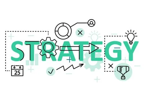 Strategy concept flat line design with icons and elements. Modern strategy co イラスト素材